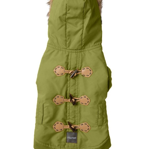 Fuzzyard Dog Green Duffel Coat Jacket Hooded - Picture 2 of 4
